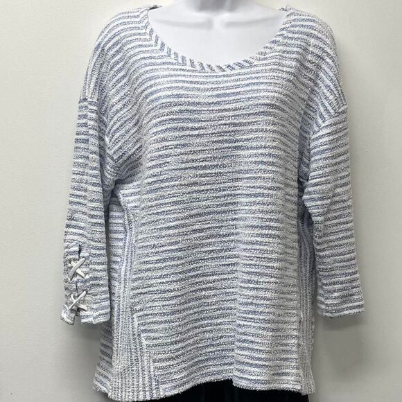 Ruby Rd. Tops - Ruby Rd. Size Large Blue and White Striped Sweater